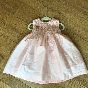 Luli & Me Sz 24 Mo Silk Dress w Pearl Detail GUC